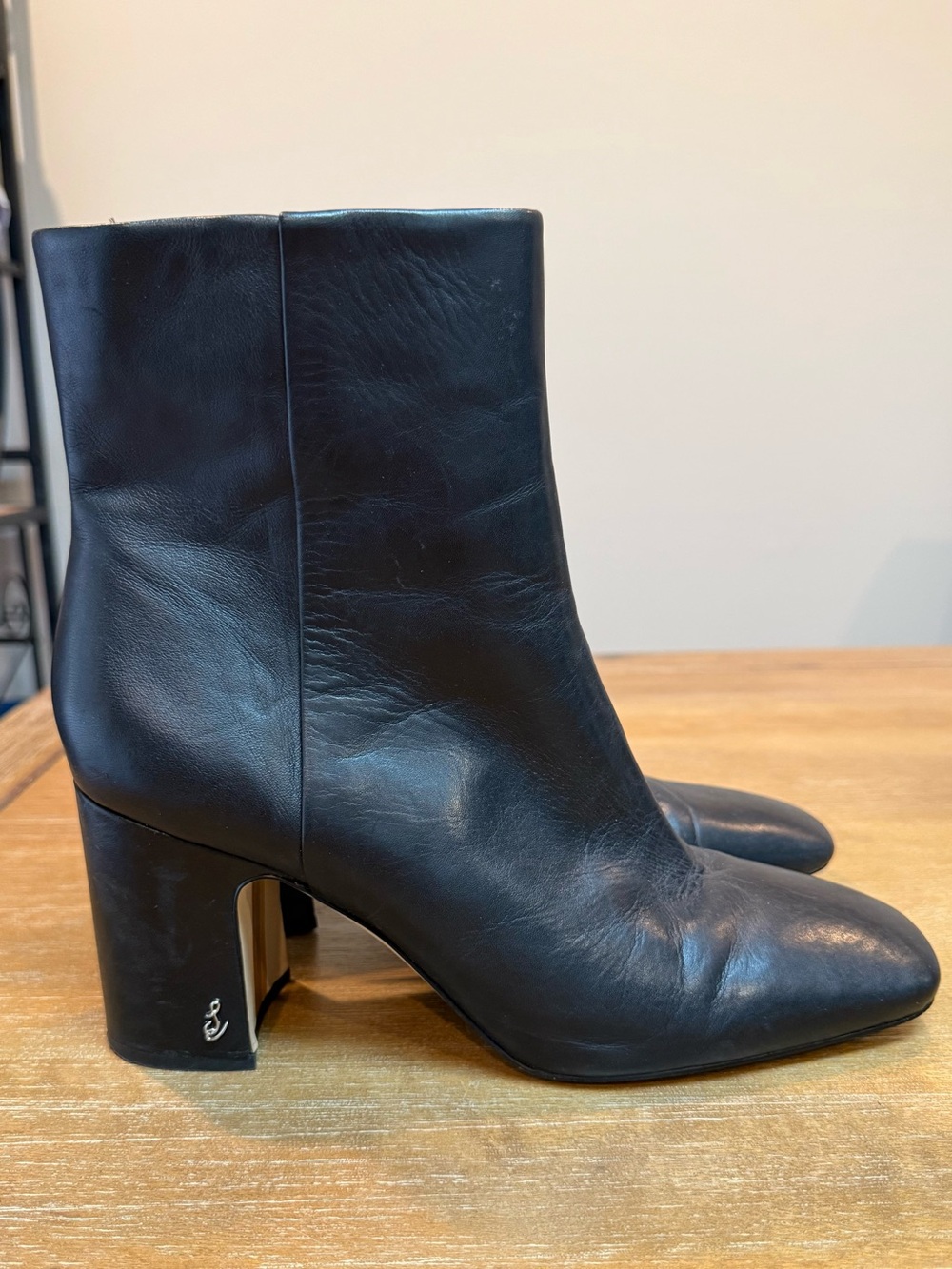Sam Edelman Fawn Block 3” Heel Bootie Black Leather Sz 11